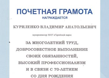 Почетная грамота Куриленко В.А.
