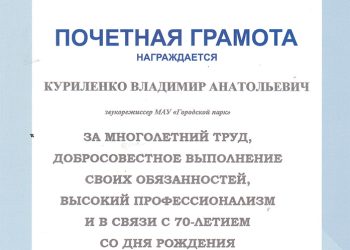 Почетная грамота Куриленко В.А.