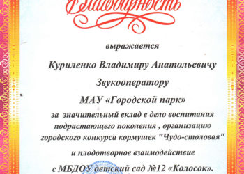 Благодарность Куриленко В.А.