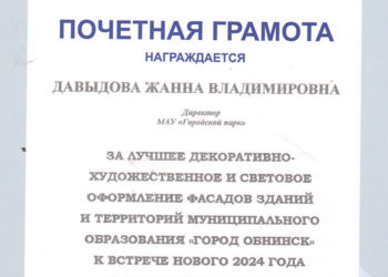 Почетная грамота Давыдовой Ж.В.